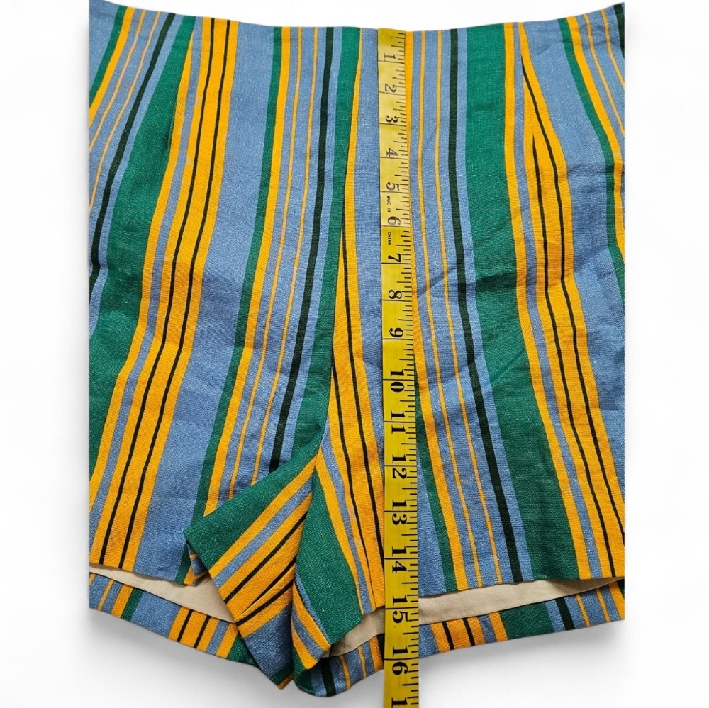 Staud Oscar Striped Linen Shorts In Blue And Orange Ibiza Stripe Size 16 NWT - Picture 12 of 14